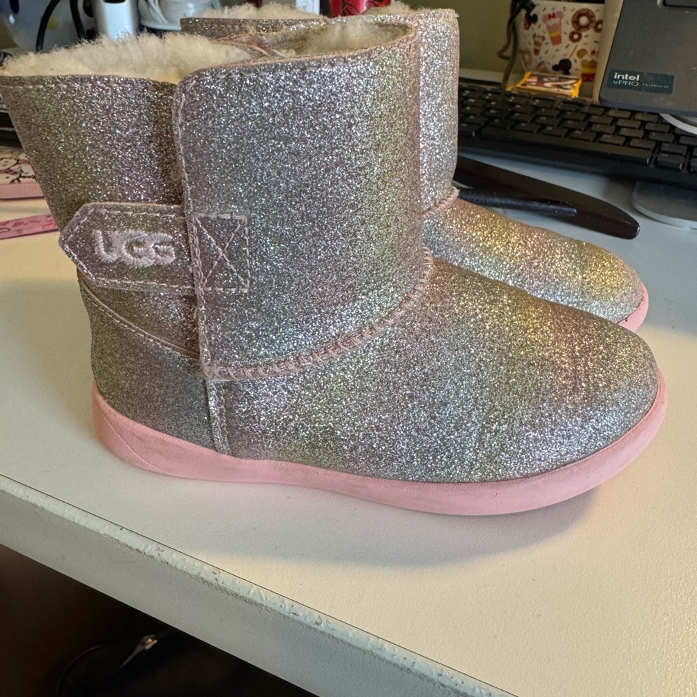 UGG Sparkle Boots with Pink Sole and Velcro - size 9 toddler